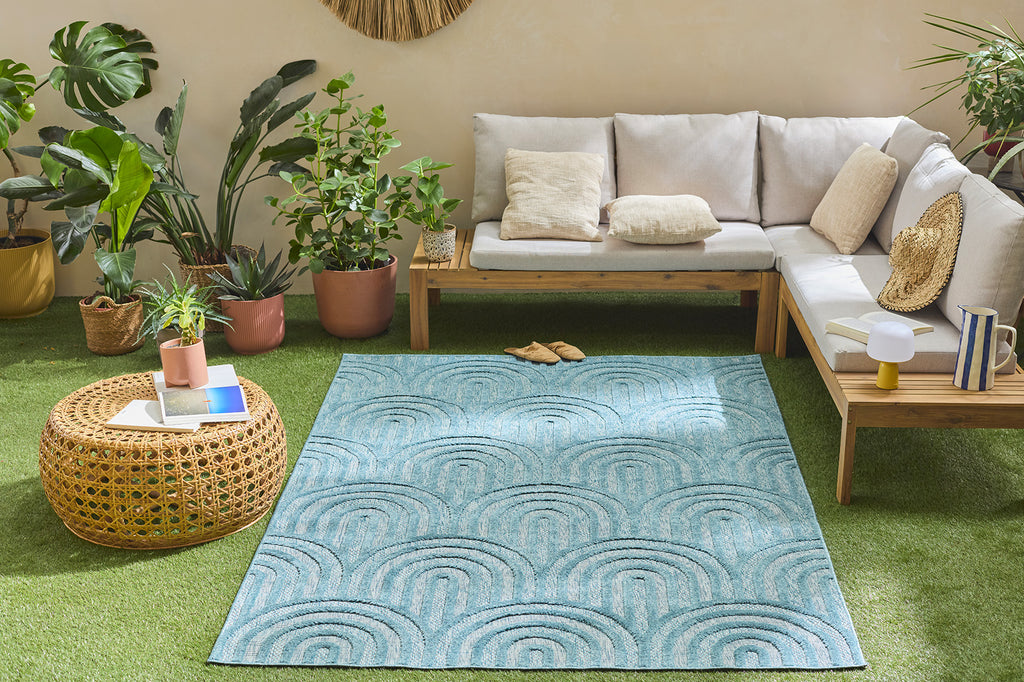 Tapis d'intérieur et extérieur SANTORINI 985 TURQUOISE : SAN985TUR Nazar rugs