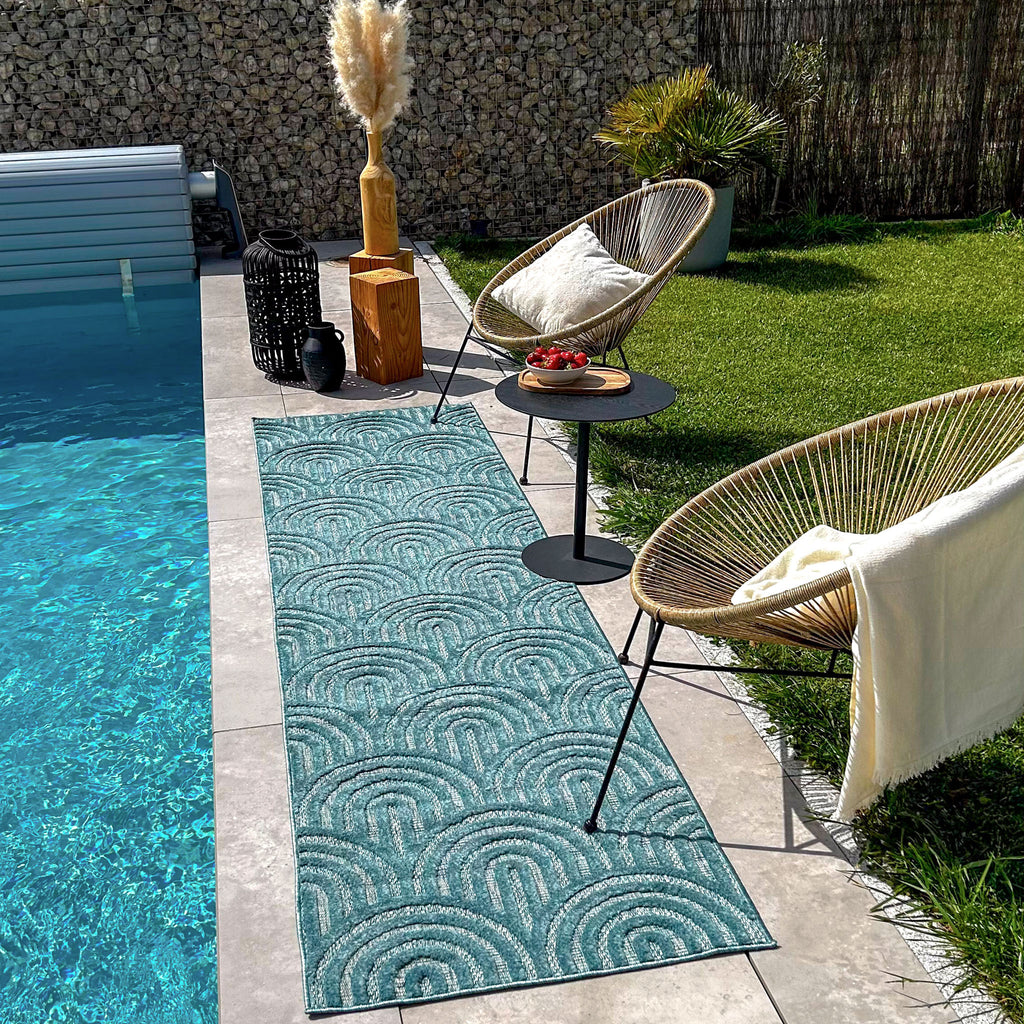 Tapis d'intérieur et extérieur SANTORINI 985 TURQUOISE : SAN985TUR Nazar rugs