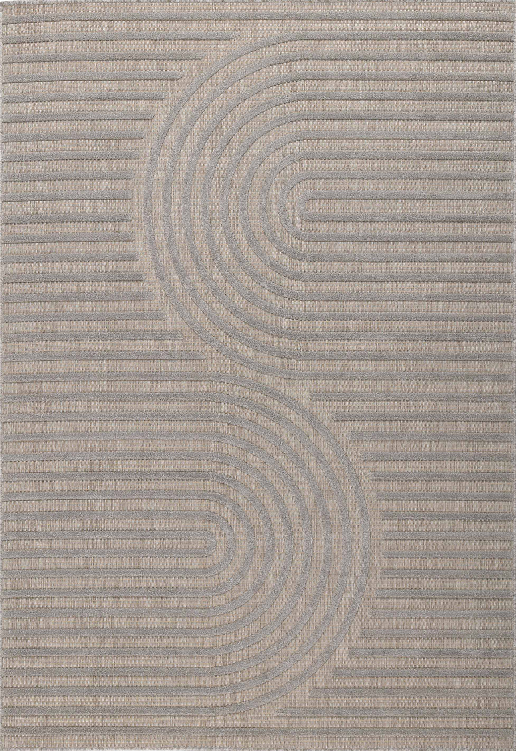 Tapis d'intérieur et extérieur motifs arcs symétriques SANTORINI 986 GRIS : SAN986GRI Nazar rugs