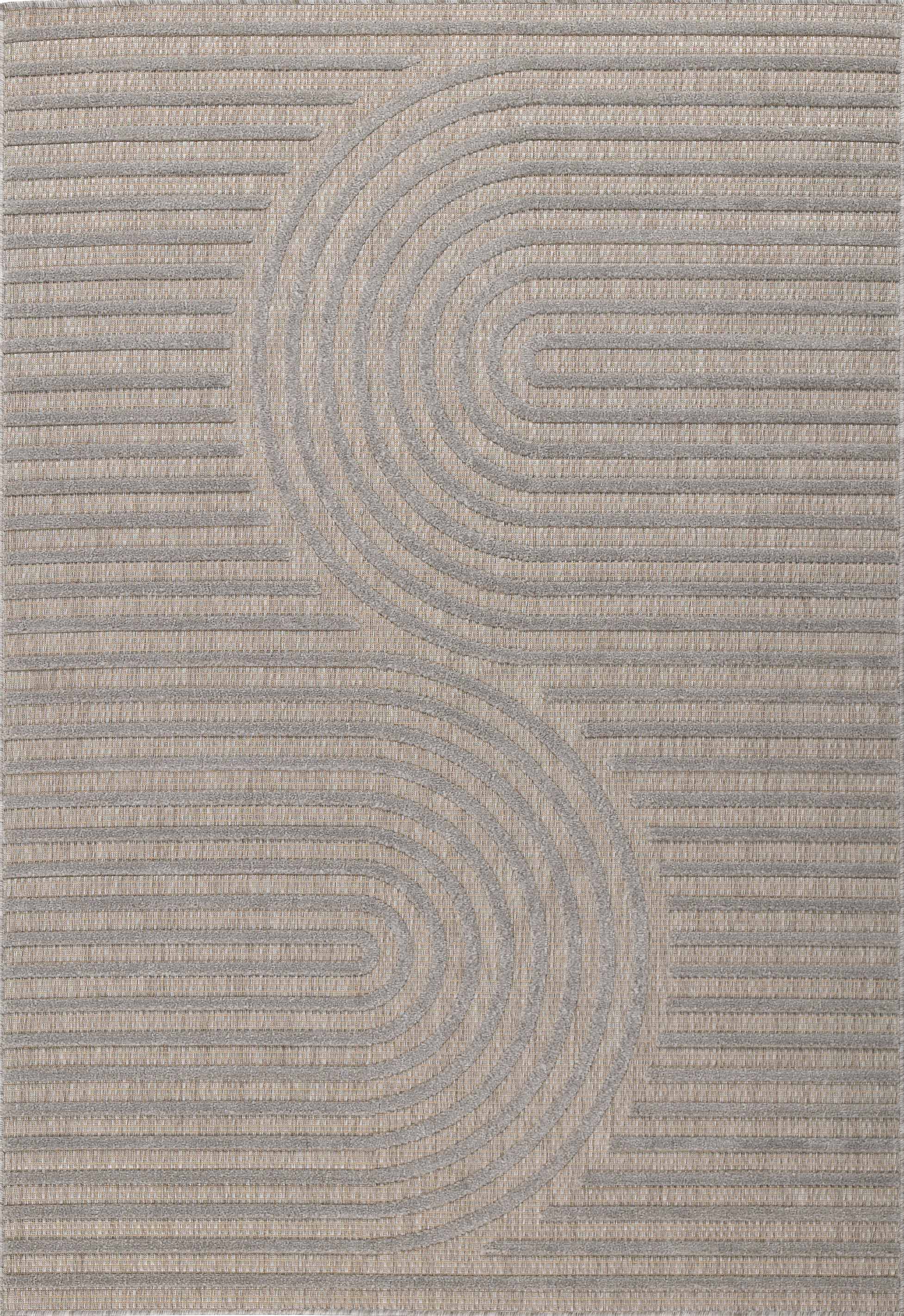 Tapis d'intérieur et extérieur motifs arcs symétriques SANTORINI 986 GRIS : SAN986GRI Nazar rugs