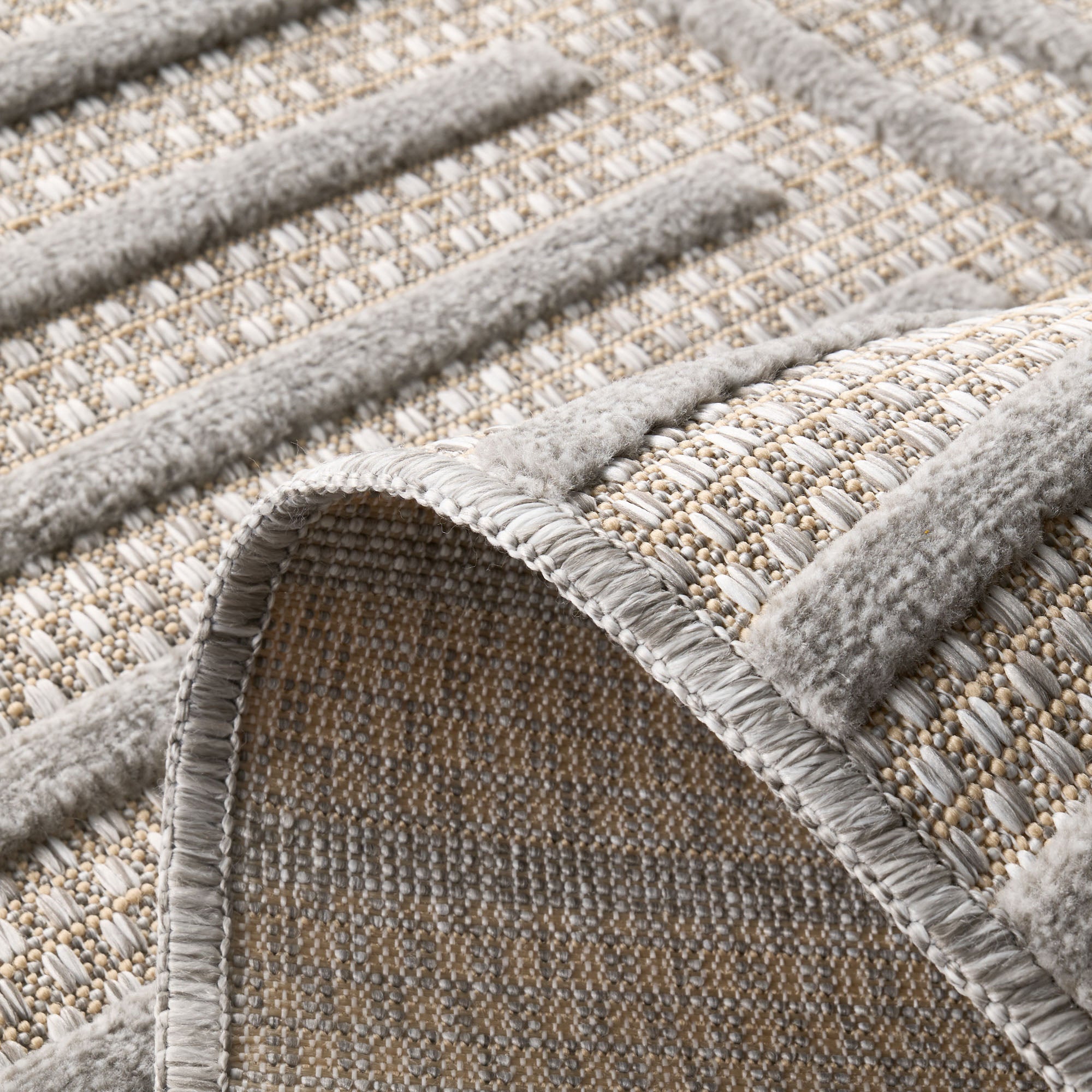 Tapis d'intérieur et extérieur motifs arcs symétriques SANTORINI 986 GRIS : SAN986GRI Nazar rugs