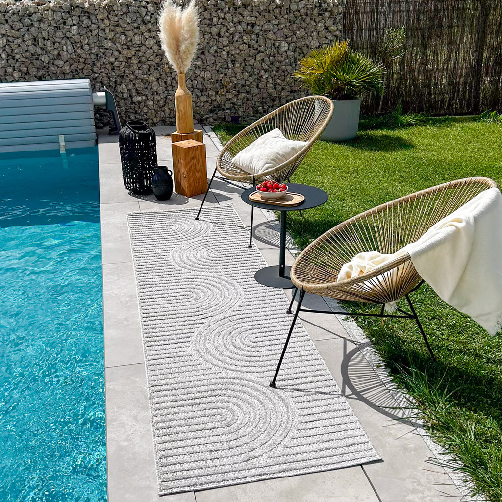 Tapis d'intérieur et extérieur motifs arcs symétriques SANTORINI 986 GRIS : SAN986GRI Nazar rugs