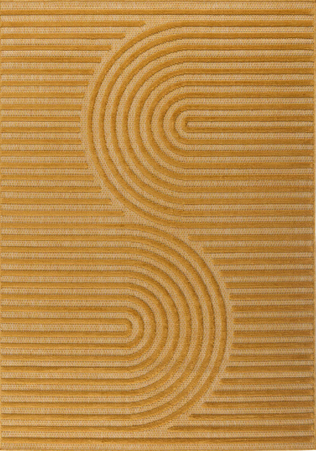 Tapis d'intérieur et extérieur motifs arcs symétriques SANTORINI 986 JAUNE : SAN986JAU Nazar rugs