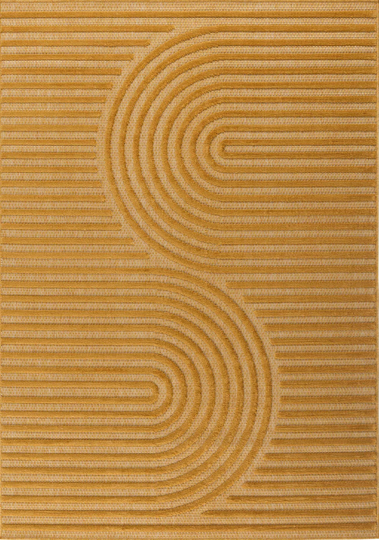 Tapis d'intérieur et extérieur motifs arcs symétriques SANTORINI 986 JAUNE : SAN986JAU Nazar rugs