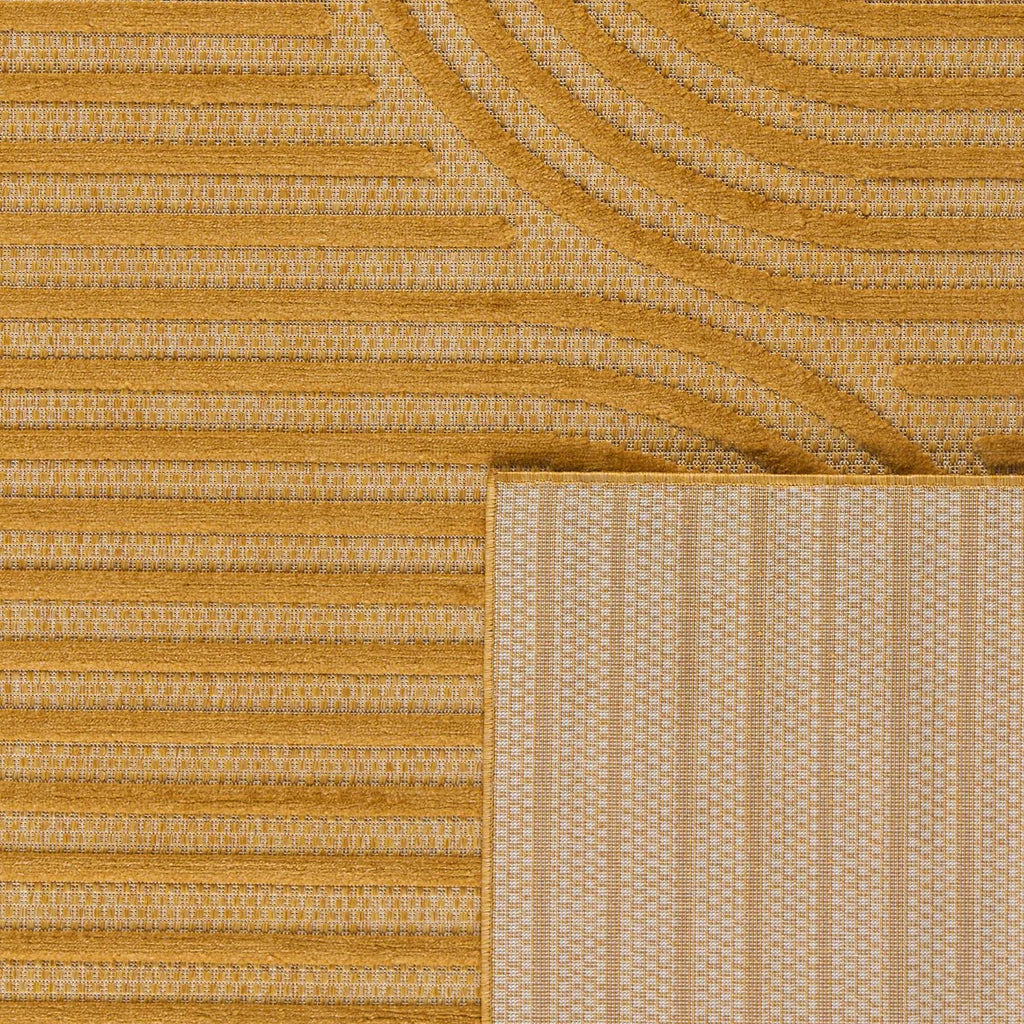 Tapis d'intérieur et extérieur motifs arcs symétriques SANTORINI 986 JAUNE : SAN986JAU Nazar rugs