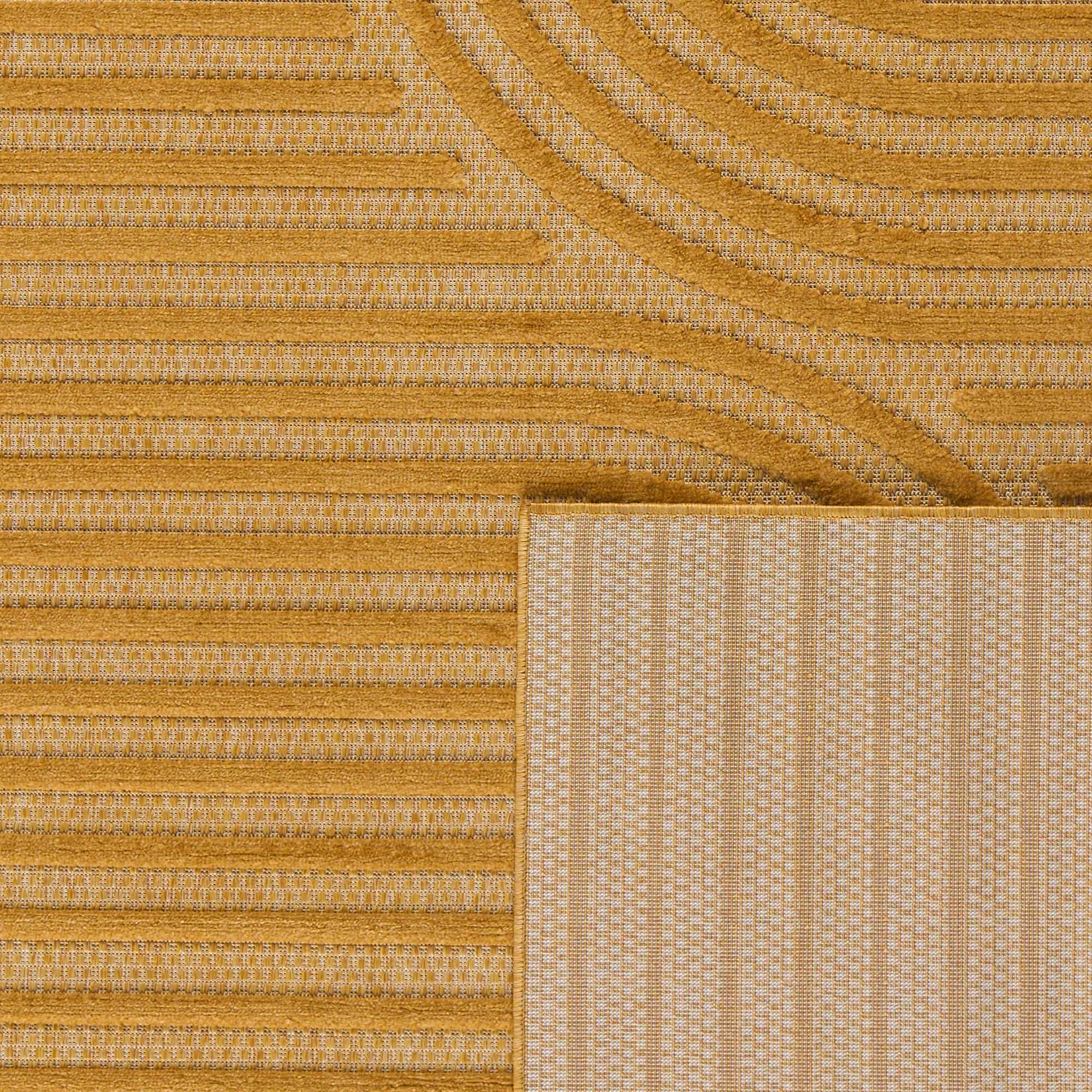 Tapis d'intérieur et extérieur motifs arcs symétriques SANTORINI 986 JAUNE : SAN986JAU Nazar rugs