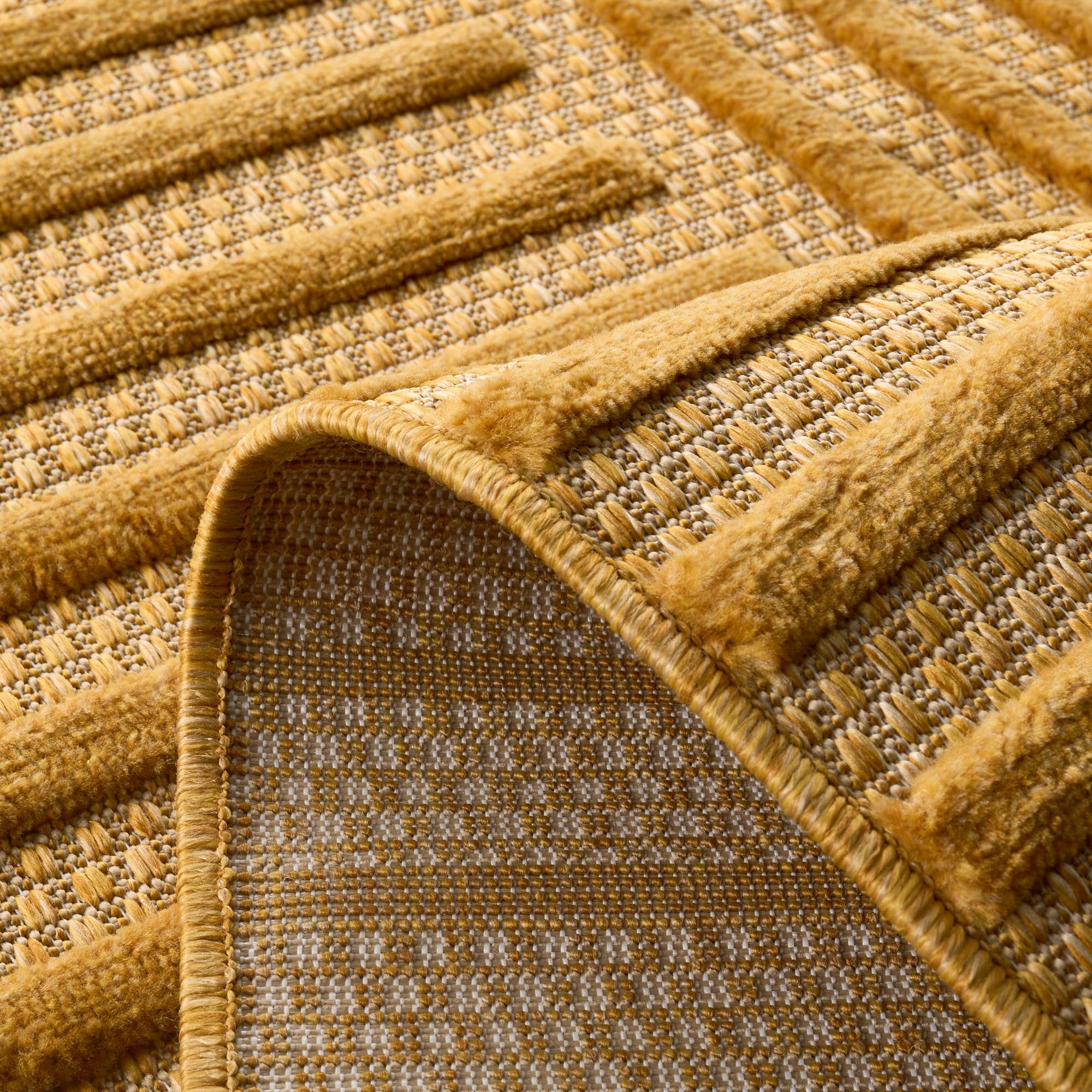 Tapis d'intérieur et extérieur motifs arcs symétriques SANTORINI 986 JAUNE : SAN986JAU Nazar rugs