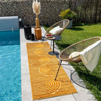 Tapis d'intérieur et extérieur motifs arcs symétriques SANTORINI 986 JAUNE : SAN986JAU Nazar rugs