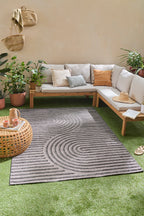 Tapis d'intérieur et extérieur motifs arcs symétriques SANTORINI 986 NOIR : SAN986NOI Nazar rugs