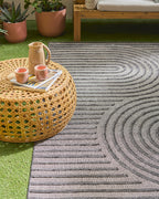 Tapis d'intérieur et extérieur motifs arcs symétriques SANTORINI 986 NOIR : SAN986NOI Nazar rugs