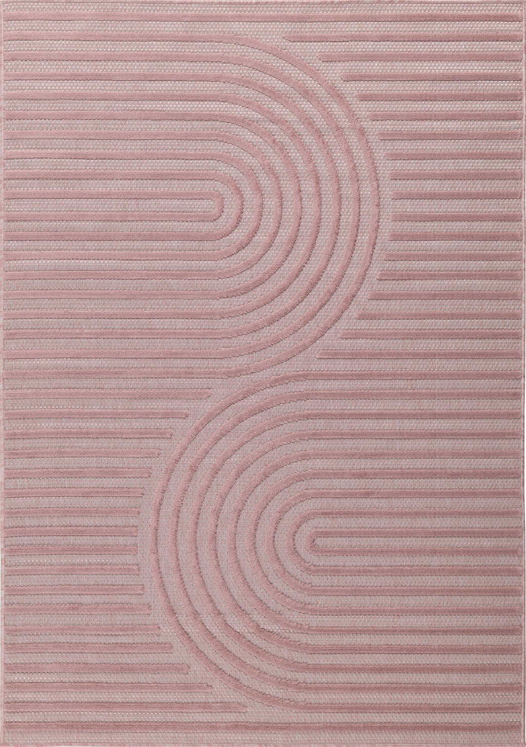 Tapis d'intérieur et extérieur motifs arcs symétriques SANTORINI 986 ROSE : SAN986ROS Nazar rugs