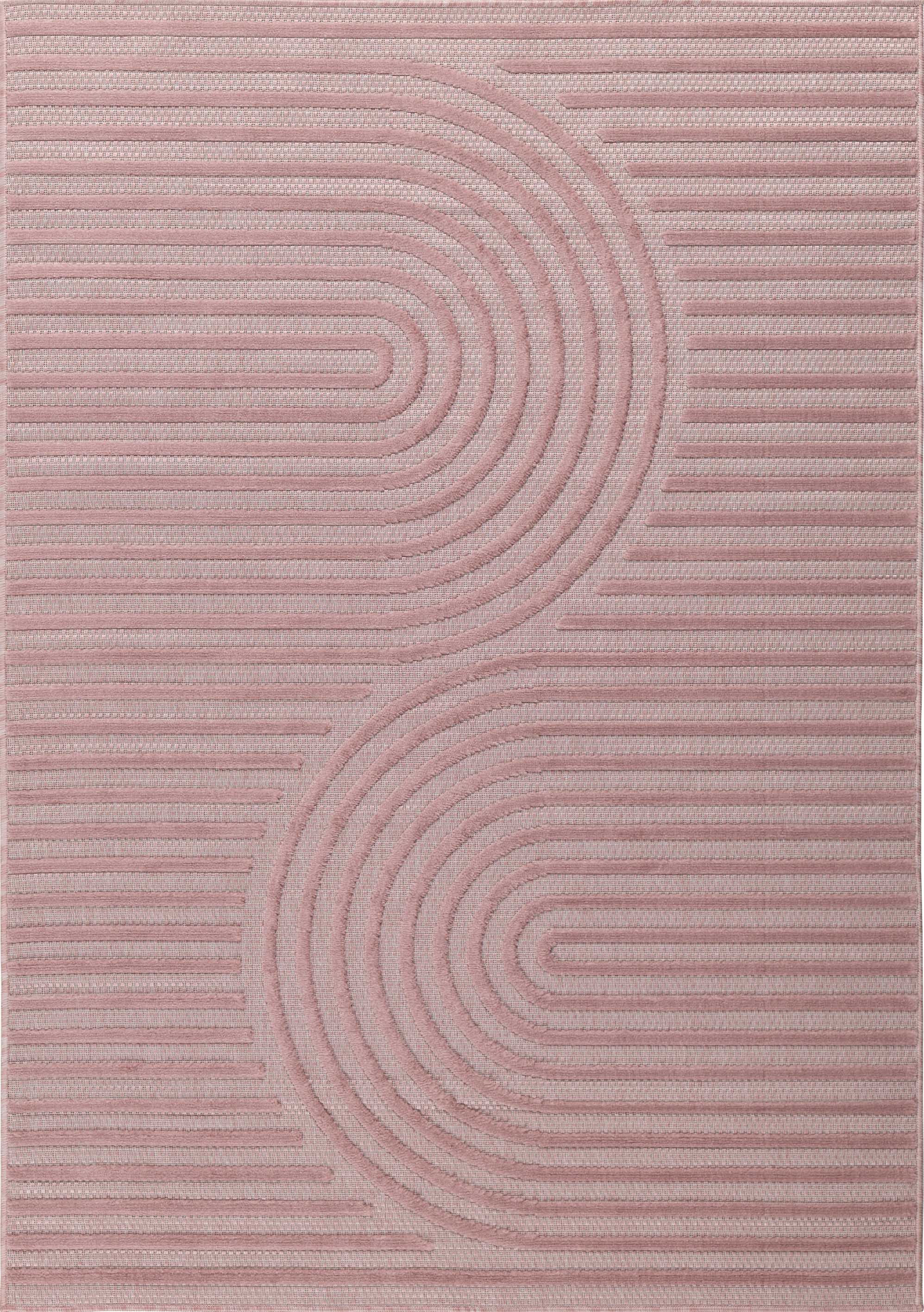 Tapis d'intérieur et extérieur motifs arcs symétriques SANTORINI 986 ROSE : SAN986ROS Nazar rugs