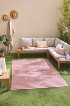 Tapis d'intérieur et extérieur motifs arcs symétriques SANTORINI 986 ROSE : SAN986ROS Nazar rugs