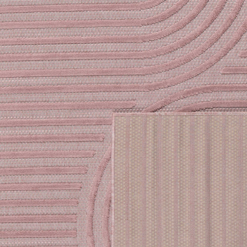 Tapis d'intérieur et extérieur motifs arcs symétriques SANTORINI 986 ROSE : SAN986ROS Nazar rugs