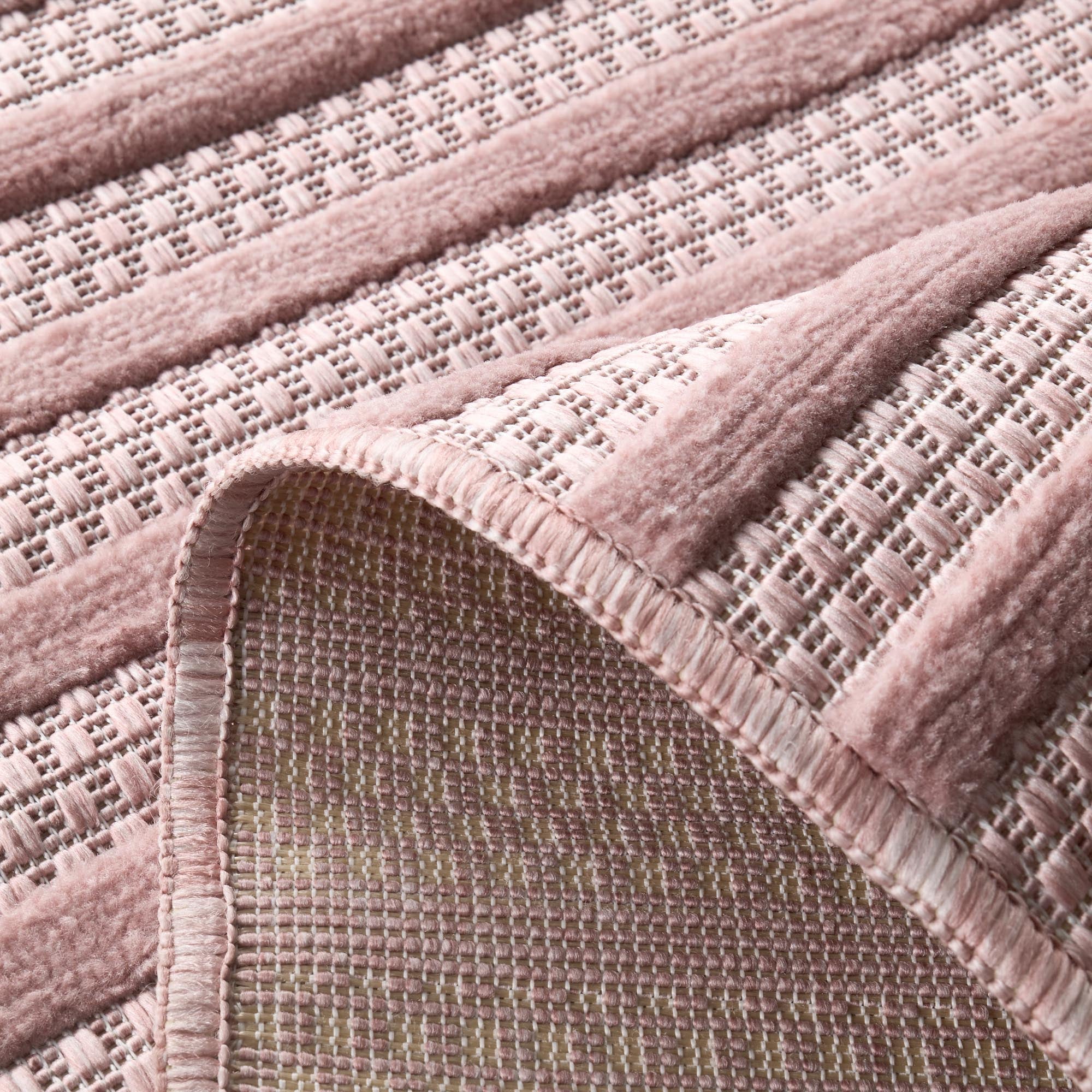 Tapis d'intérieur et extérieur motifs arcs symétriques SANTORINI 986 ROSE : SAN986ROS Nazar rugs