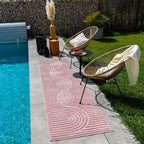 Tapis d'intérieur et extérieur motifs arcs symétriques SANTORINI 986 ROSE : SAN986ROS Nazar rugs