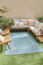 Tapis d'intérieur et extérieur motifs arcs symétriques SANTORINI 986 TURQUOISE : SAN986TUR Nazar rugs