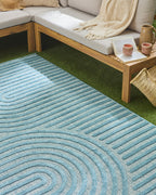 Tapis d'intérieur et extérieur motifs arcs symétriques SANTORINI 986 TURQUOISE : SAN986TUR Nazar rugs