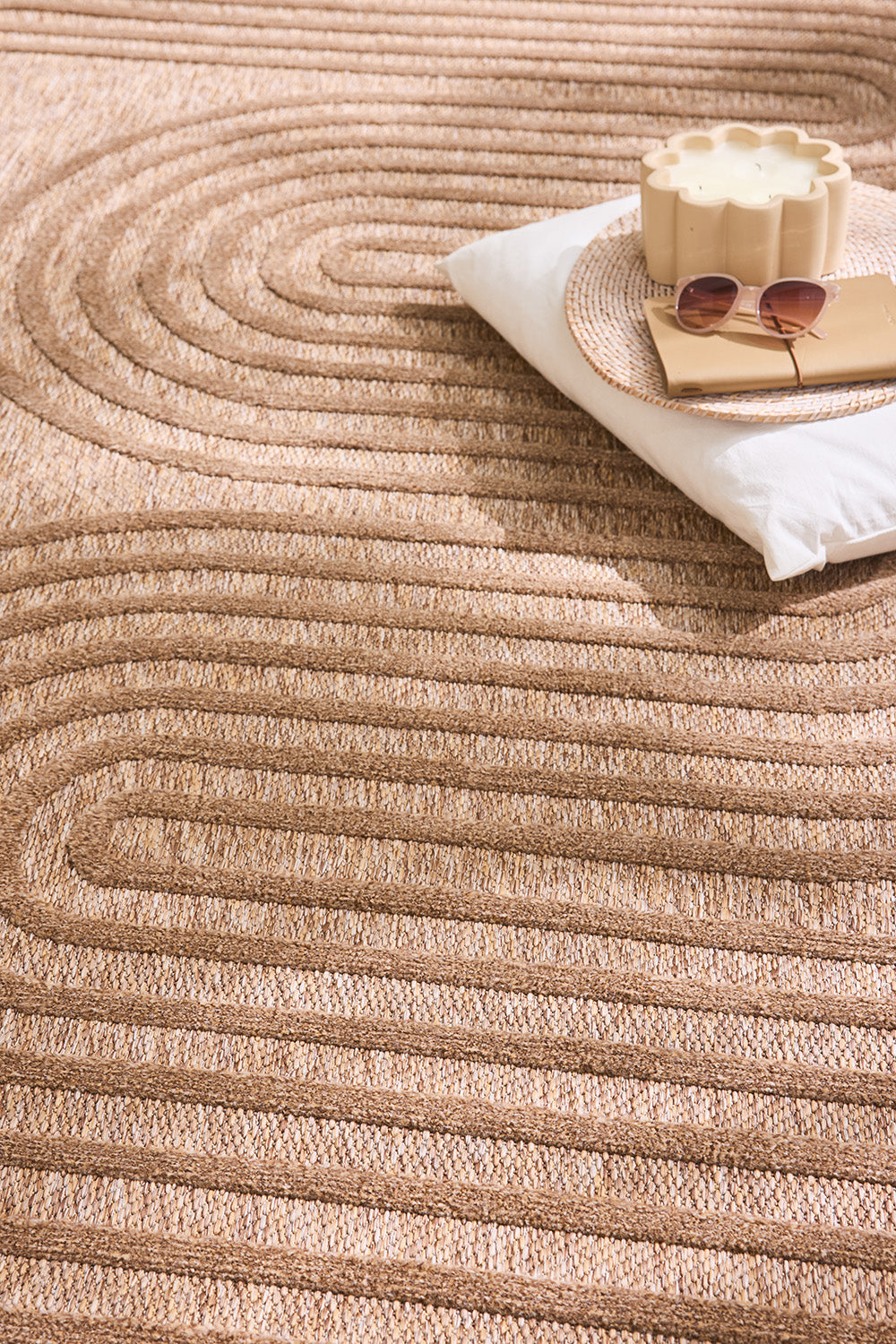 Tapis intérieur et extérieur motifs de vagues SANTORINI Beige : SAN987BEI Nazar rugs