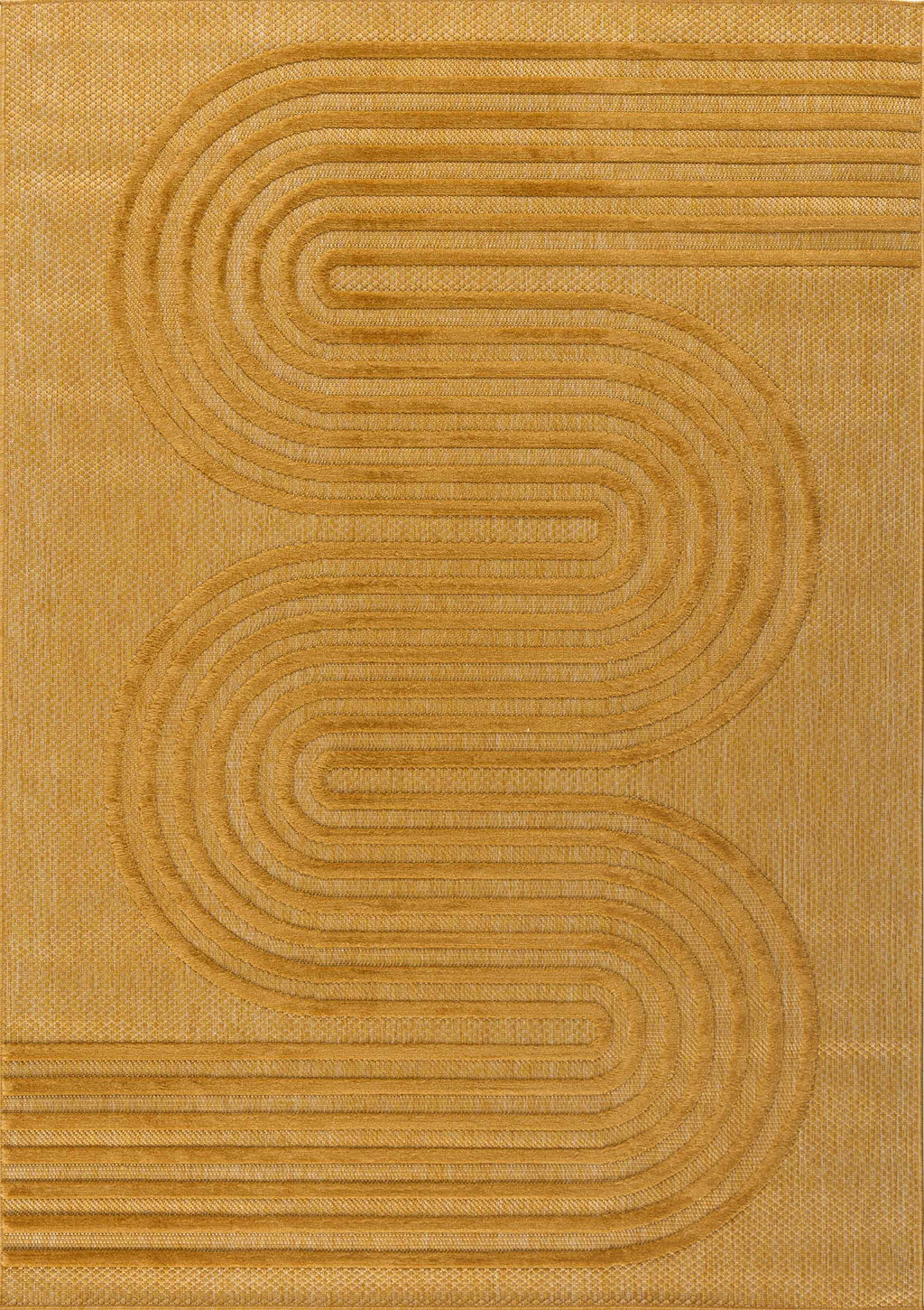 Tapis intérieur et extérieur motifs de vagues SANTORINI Jaune : SAN987JAU Nazar rugs
