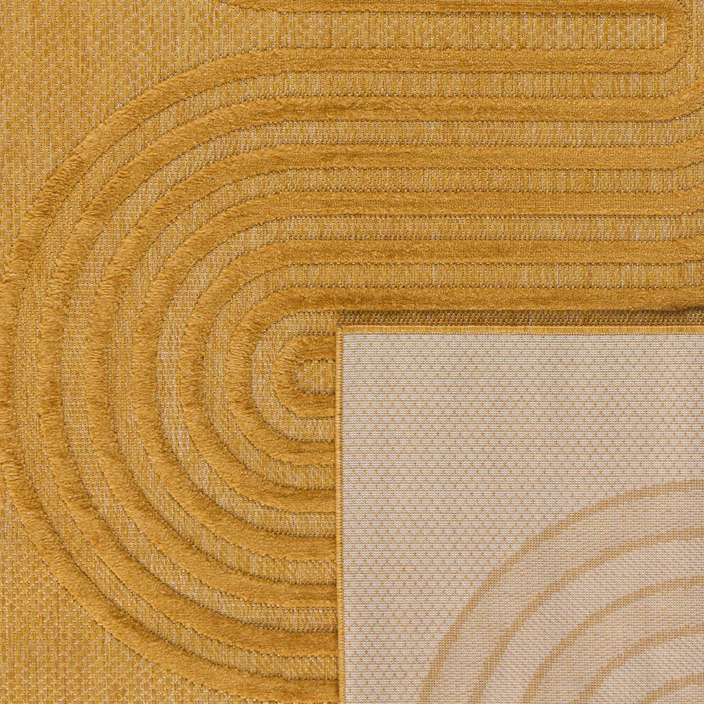Tapis intérieur et extérieur motifs de vagues SANTORINI Jaune : SAN987JAU Nazar rugs