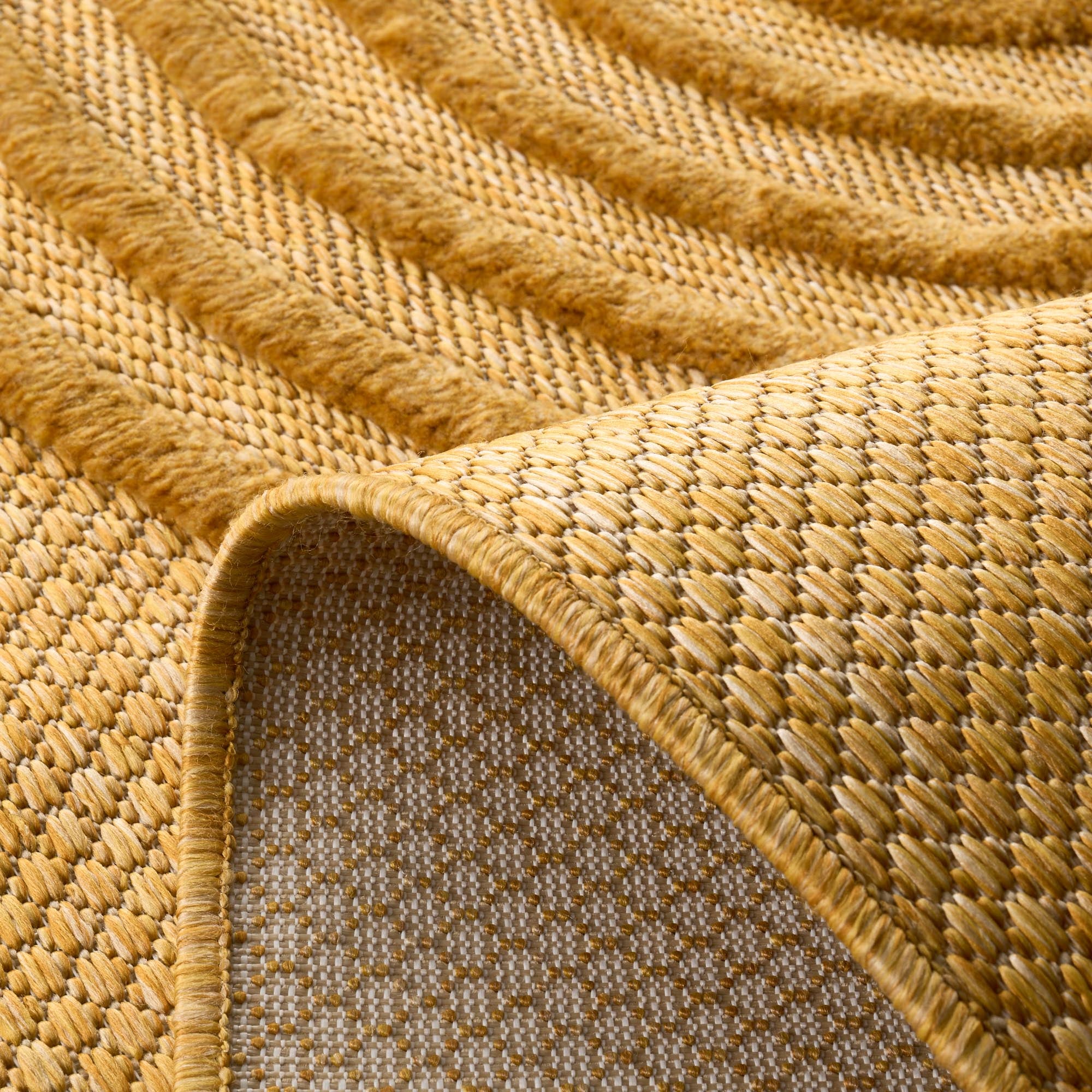 Tapis intérieur et extérieur motifs de vagues SANTORINI Jaune : SAN987JAU Nazar rugs