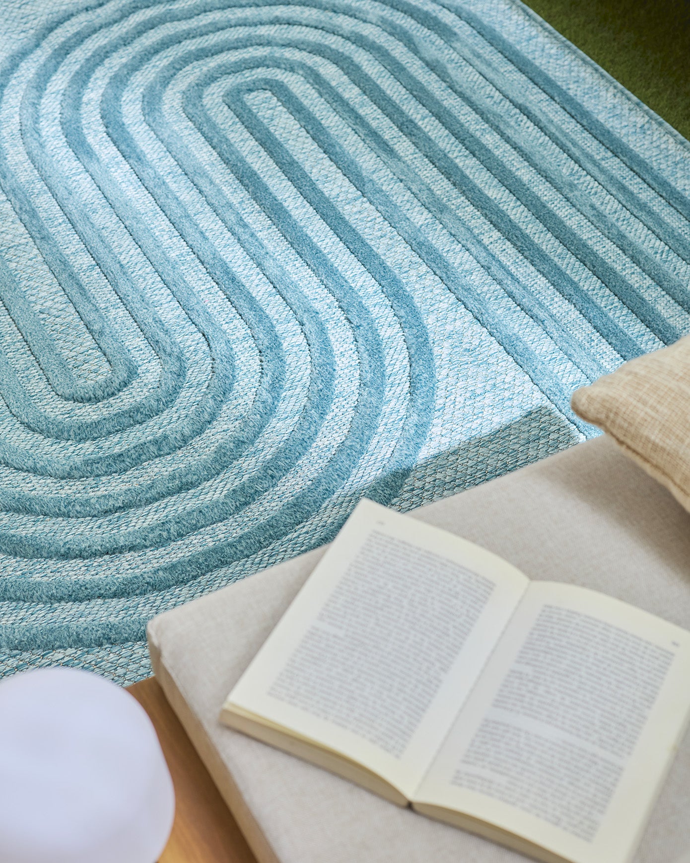 Tapis intérieur et extérieur motifs de vagues SANTORINI Turquoise : SAN987TUR Nazar rugs