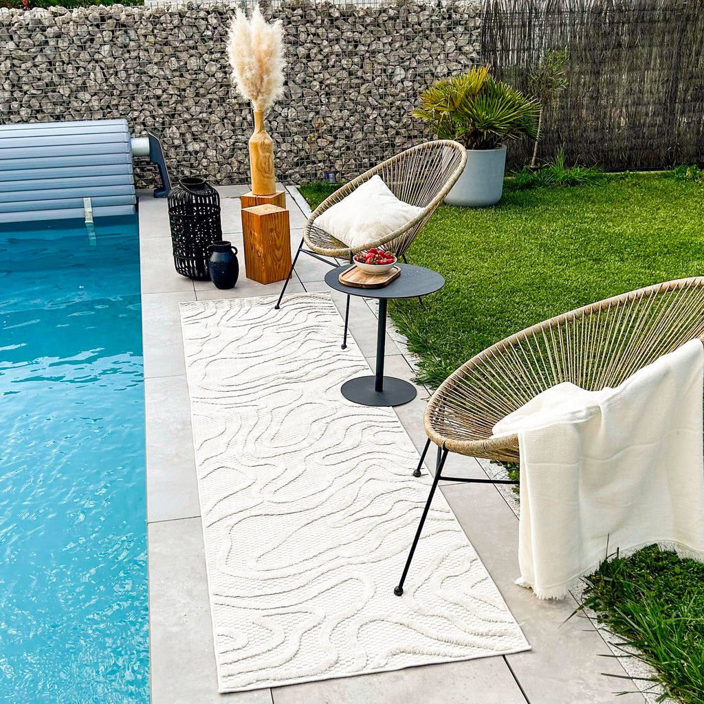 Tapis d'intérieur et extérieur au motif abstrait Santorini Blanc : SAN988BLA Nazar rugs