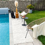 Tapis d'intérieur et extérieur au motif abstrait Santorini Blanc : SAN988BLA Nazar rugs