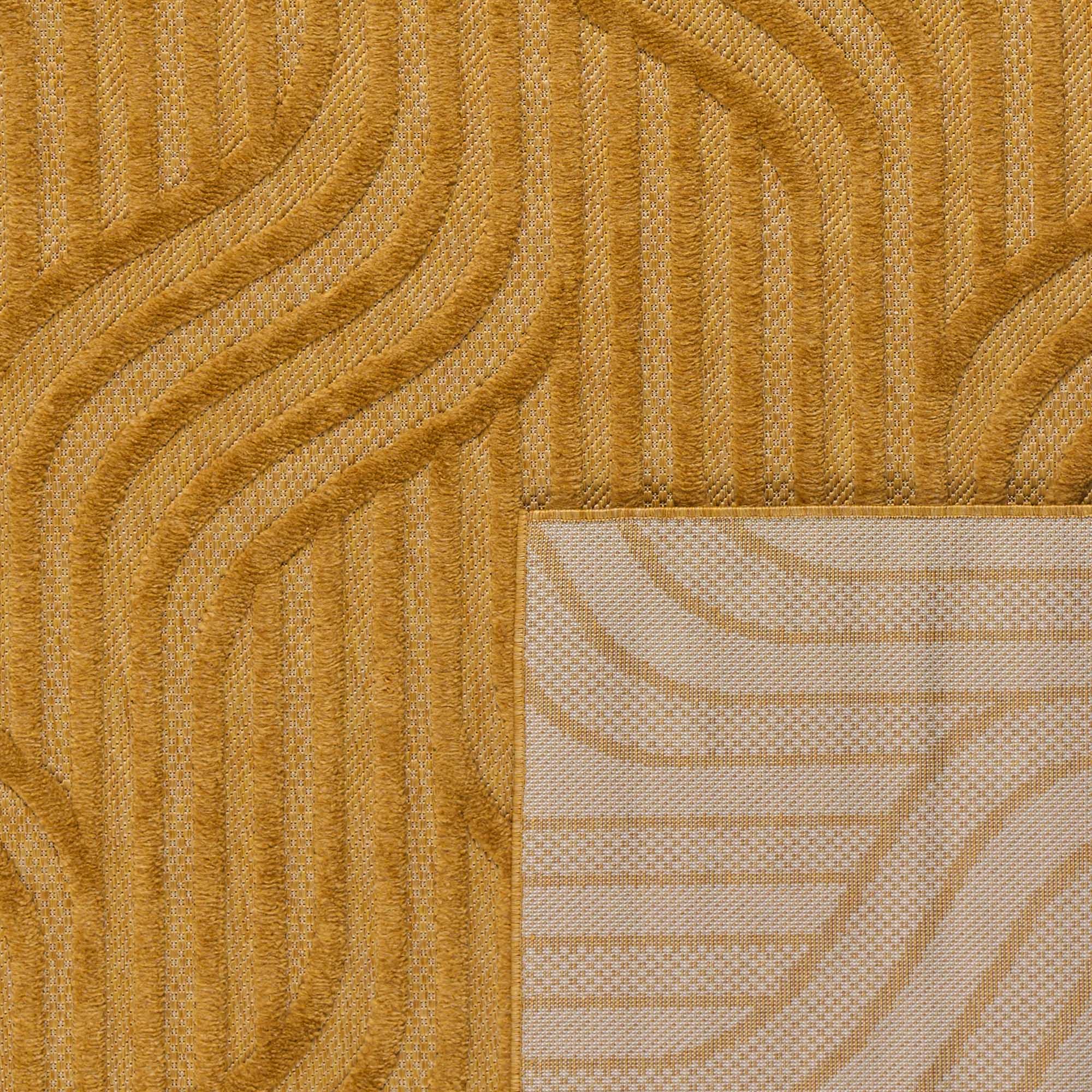 Tapis d'intérieur et extérieur motif graphique Santorini Jaune : SAN989JAU Nazar rugs