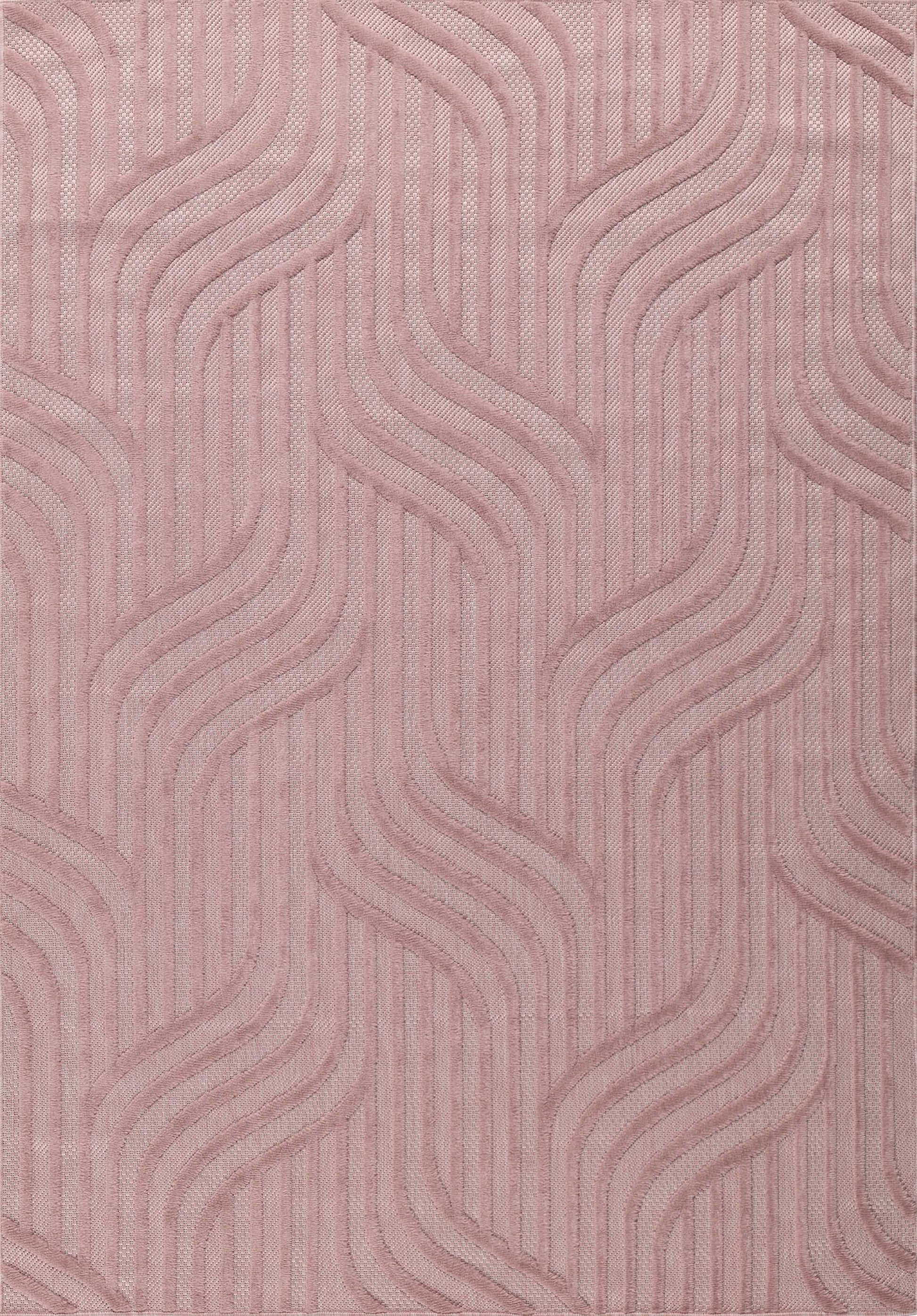 Tapis d'intérieur et extérieur motif graphique Santorini Rose : SAN989ROS Nazar rugs