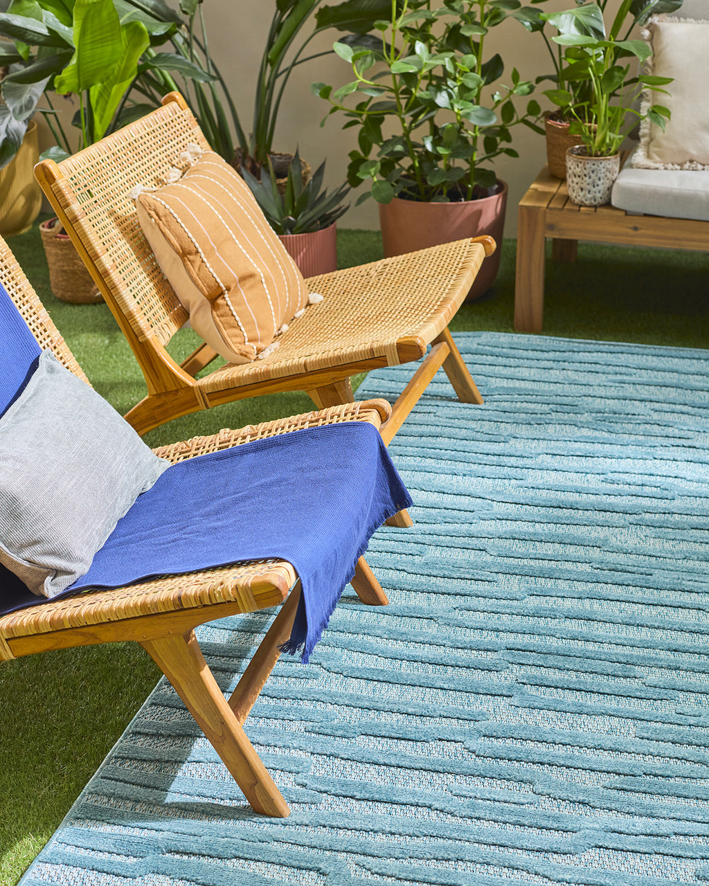 Tapis d'intérieur et d'extérieur à motifs Turquoise : SAN990TUR Nazar rugs