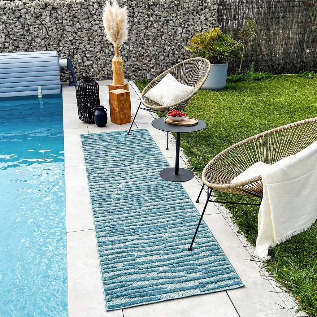 Tapis d'intérieur et d'extérieur à motifs Turquoise : SAN990TUR Nazar rugs