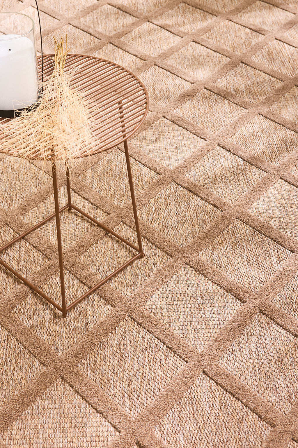 Tapis d'intérieur et d'extérieur motifs losange Beige : SAN991BEI Nazar rugs