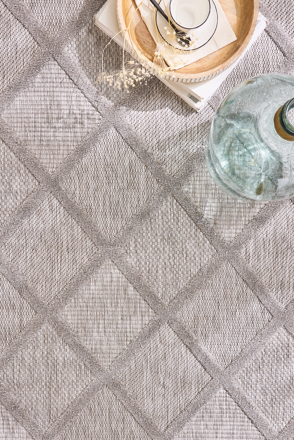 Tapis d'intérieur et d'extérieur motifs losange Gris : SAN991GRI Nazar rugs