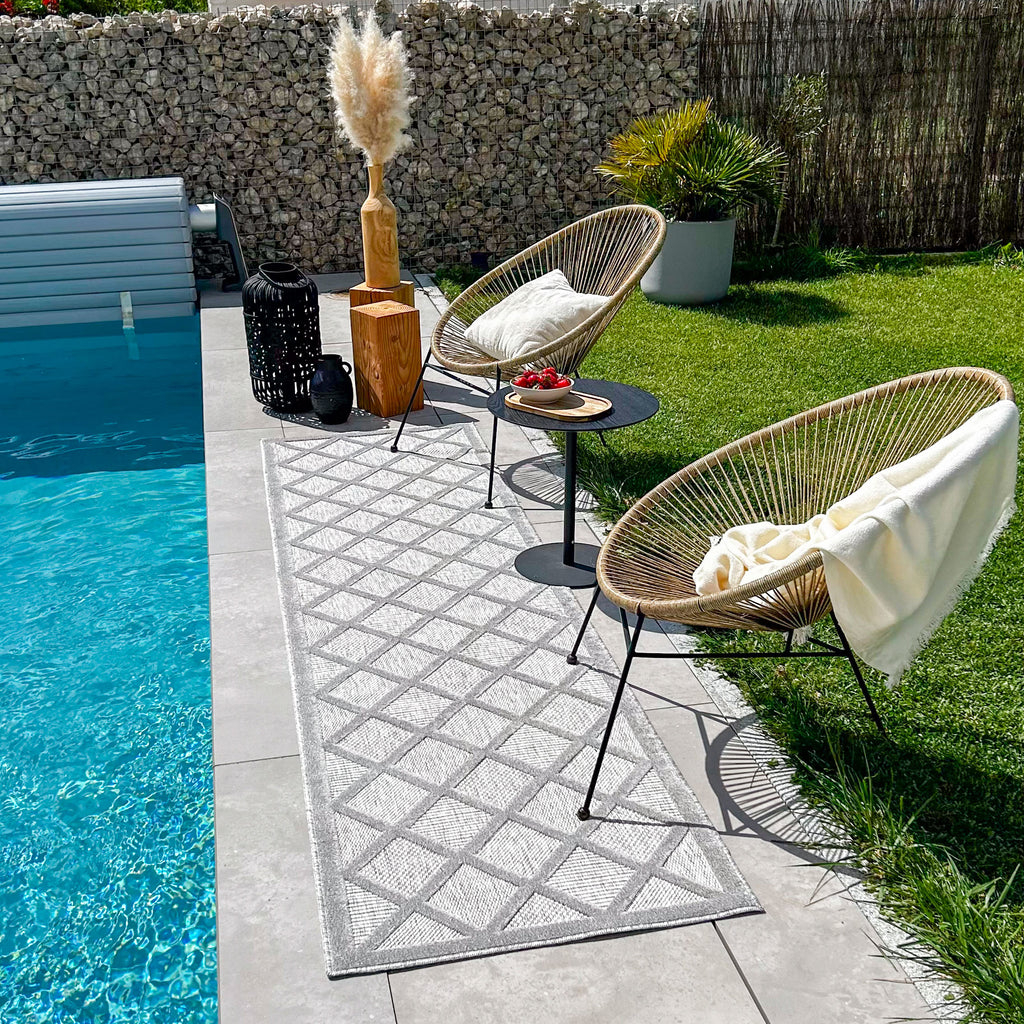 Tapis d'intérieur et d'extérieur motifs losange Gris : SAN991GRI Nazar rugs