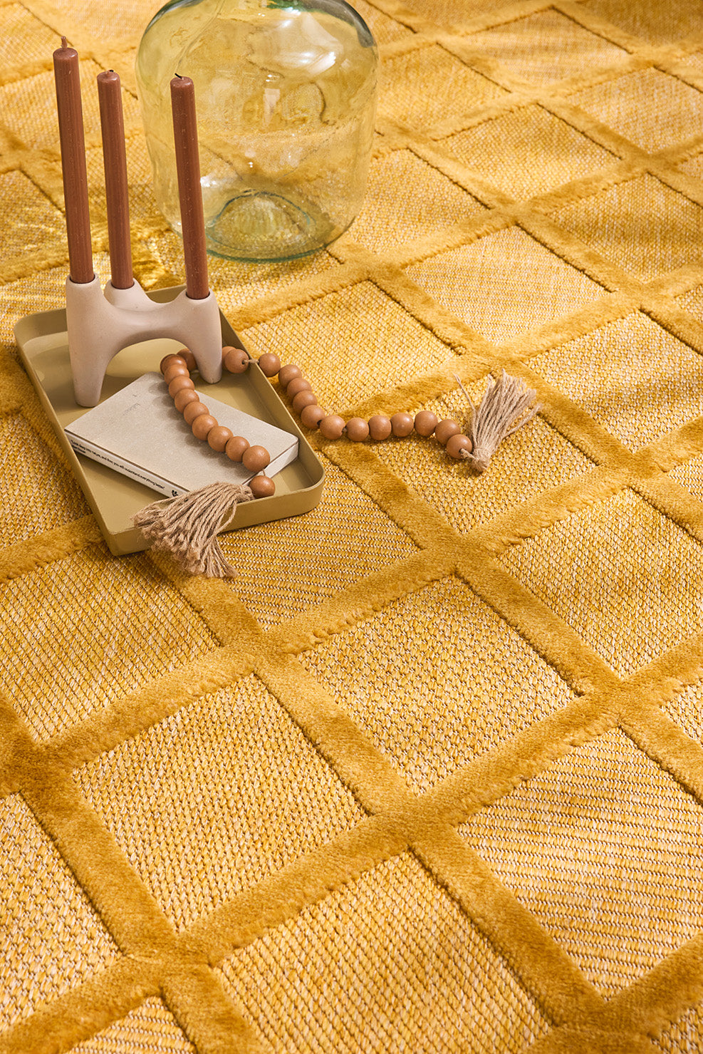 Tapis d'intérieur et d'extérieur motifs losange Jaune: SAN991JAU Nazar rugs