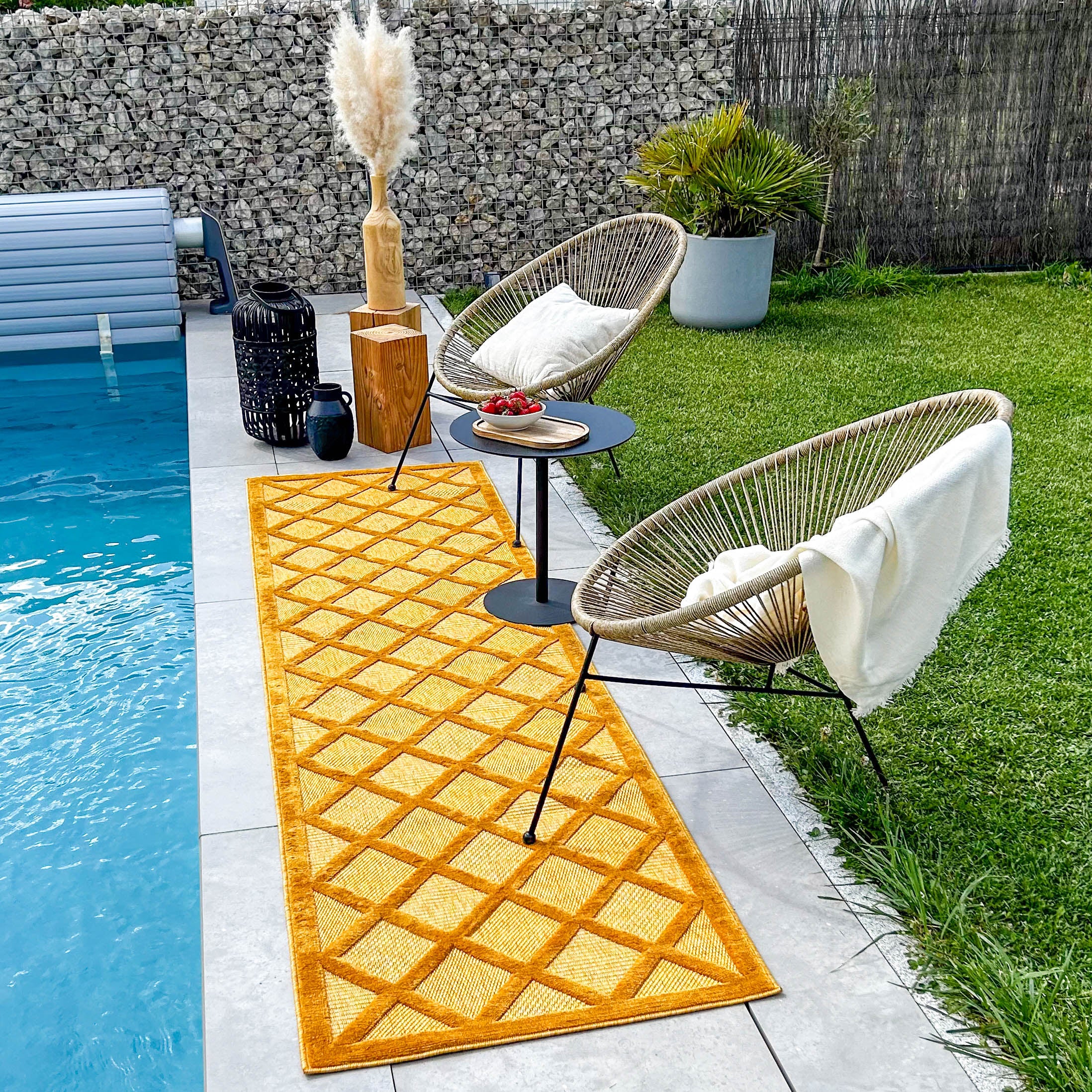Tapis d'intérieur et d'extérieur motifs losange Jaune: SAN991JAU Nazar rugs