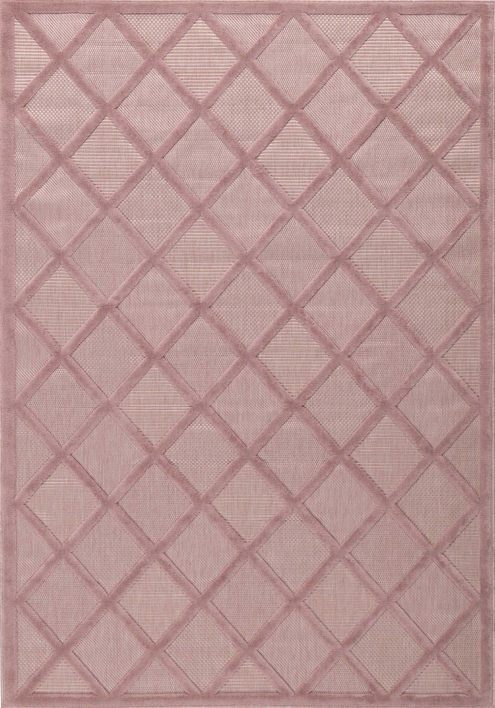 Tapis d'intérieur et d'extérieur motifs losange Rose : SAN991ROS Nazar rugs