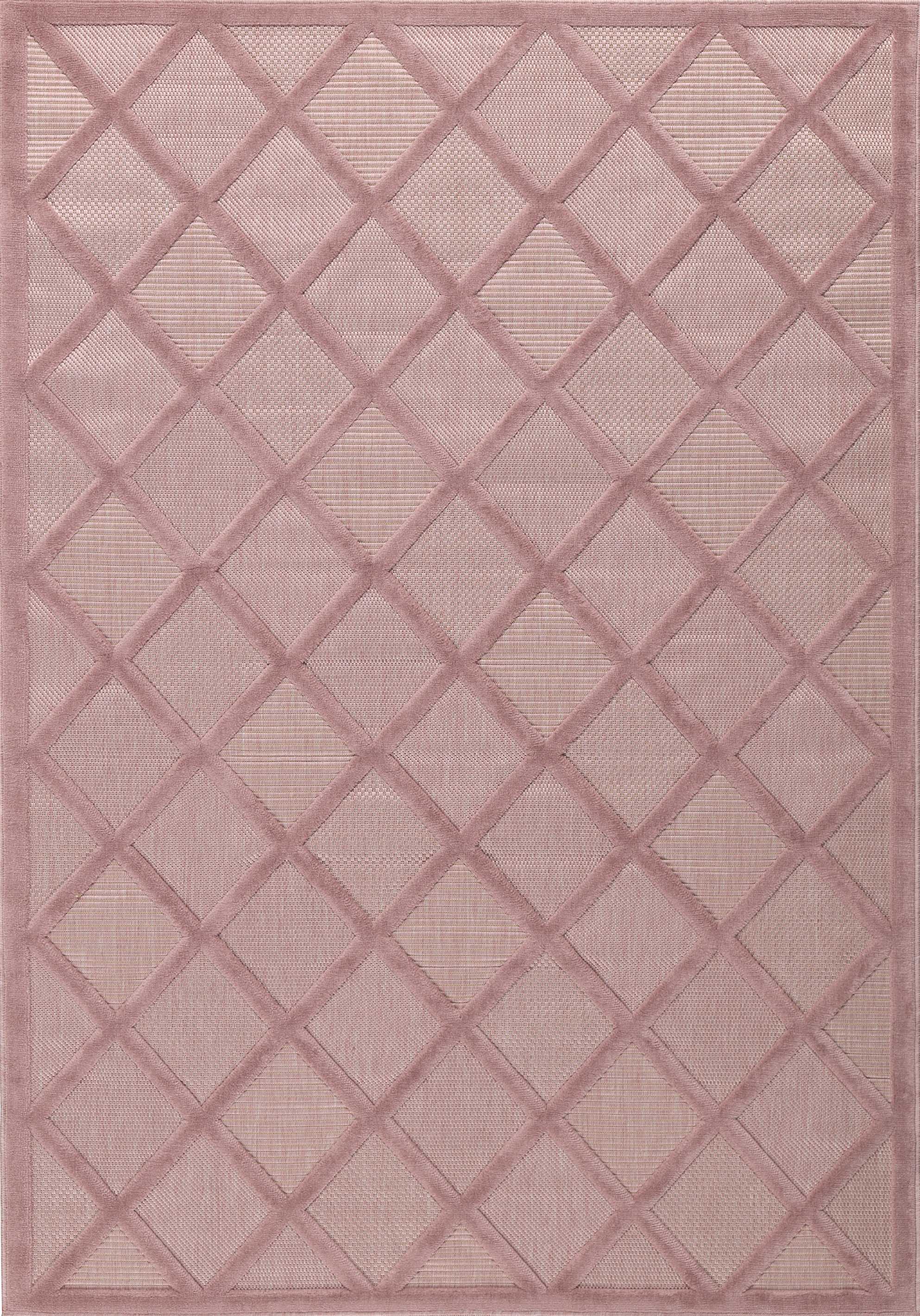 Tapis d'intérieur et d'extérieur motifs losange Rose : SAN991ROS Nazar rugs