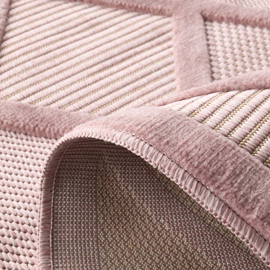 Tapis d'intérieur et d'extérieur motifs losange Rose : SAN991ROS Nazar rugs