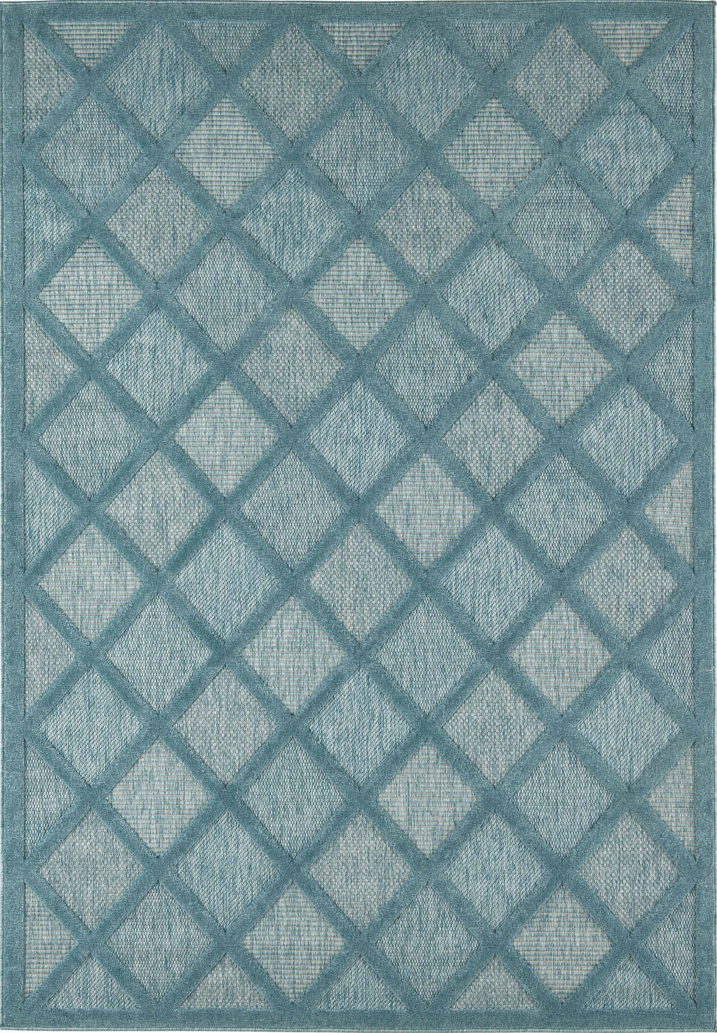 Tapis d'intérieur et d'extérieur motifs losange Turquoise : SAN991TUR Nazar rugs