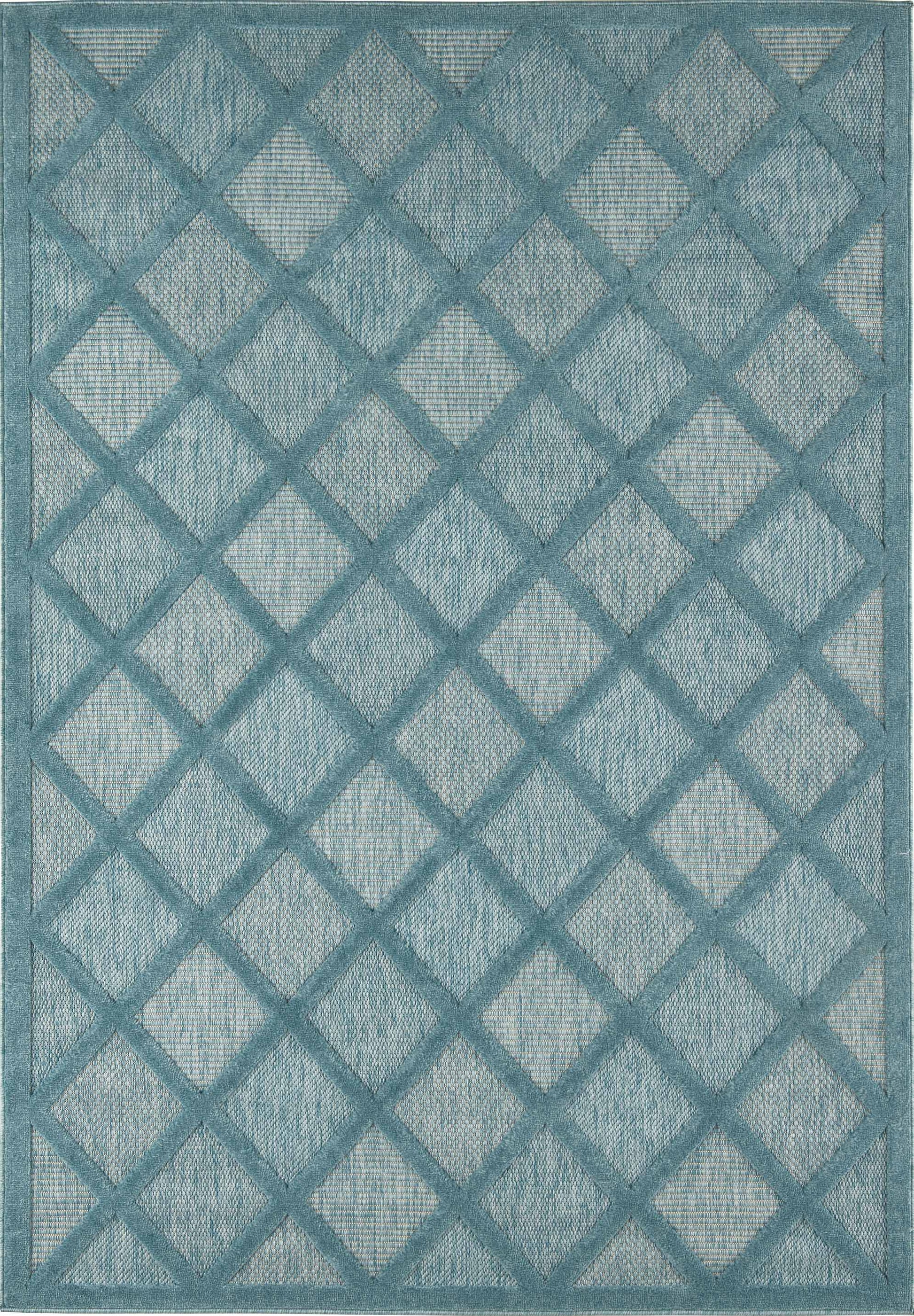 Tapis d'intérieur et d'extérieur motifs losange Turquoise : SAN991TUR Nazar rugs
