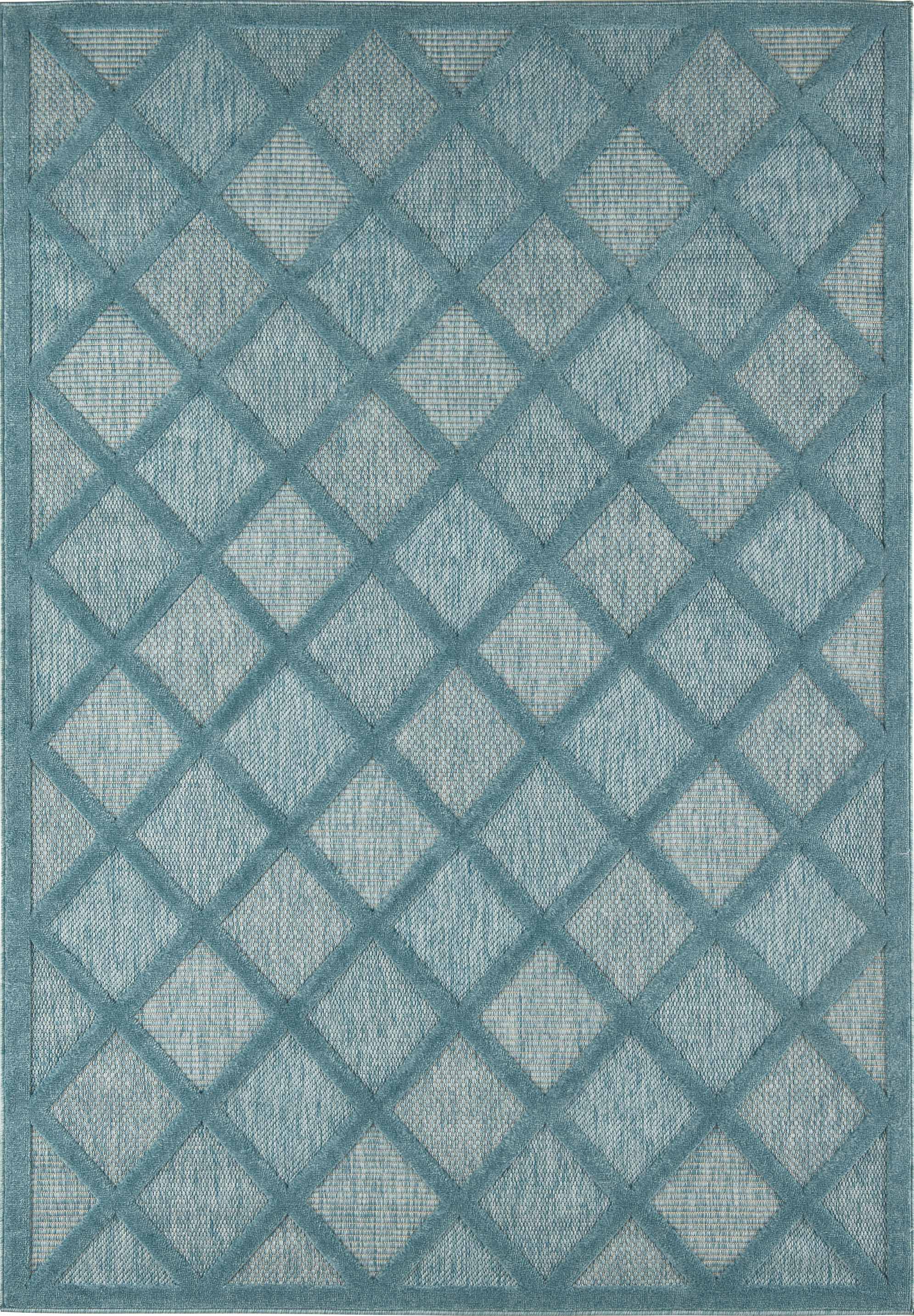 Tapis d'intérieur et d'extérieur motifs losange Turquoise : SAN991TUR Nazar rugs