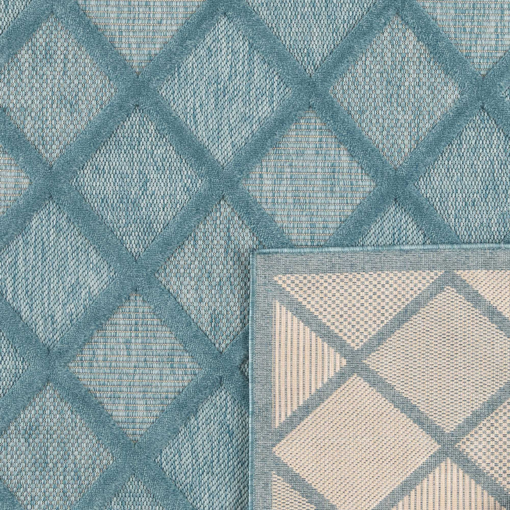 Tapis d'intérieur et d'extérieur motifs losange Turquoise : SAN991TUR Nazar rugs