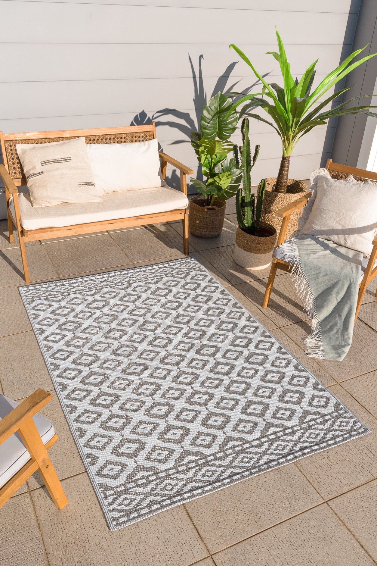 Tapis à motifs géométriques gris et blancs – SCO112GRI Nazar rugs