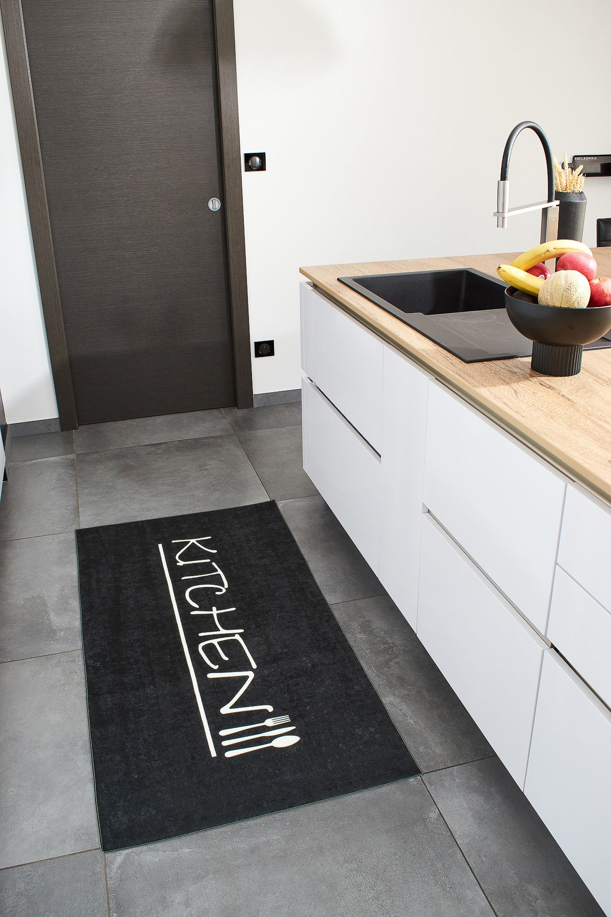 Tapis de cuisine antidérapant kitchen noir : STA8170NOI STAMPA