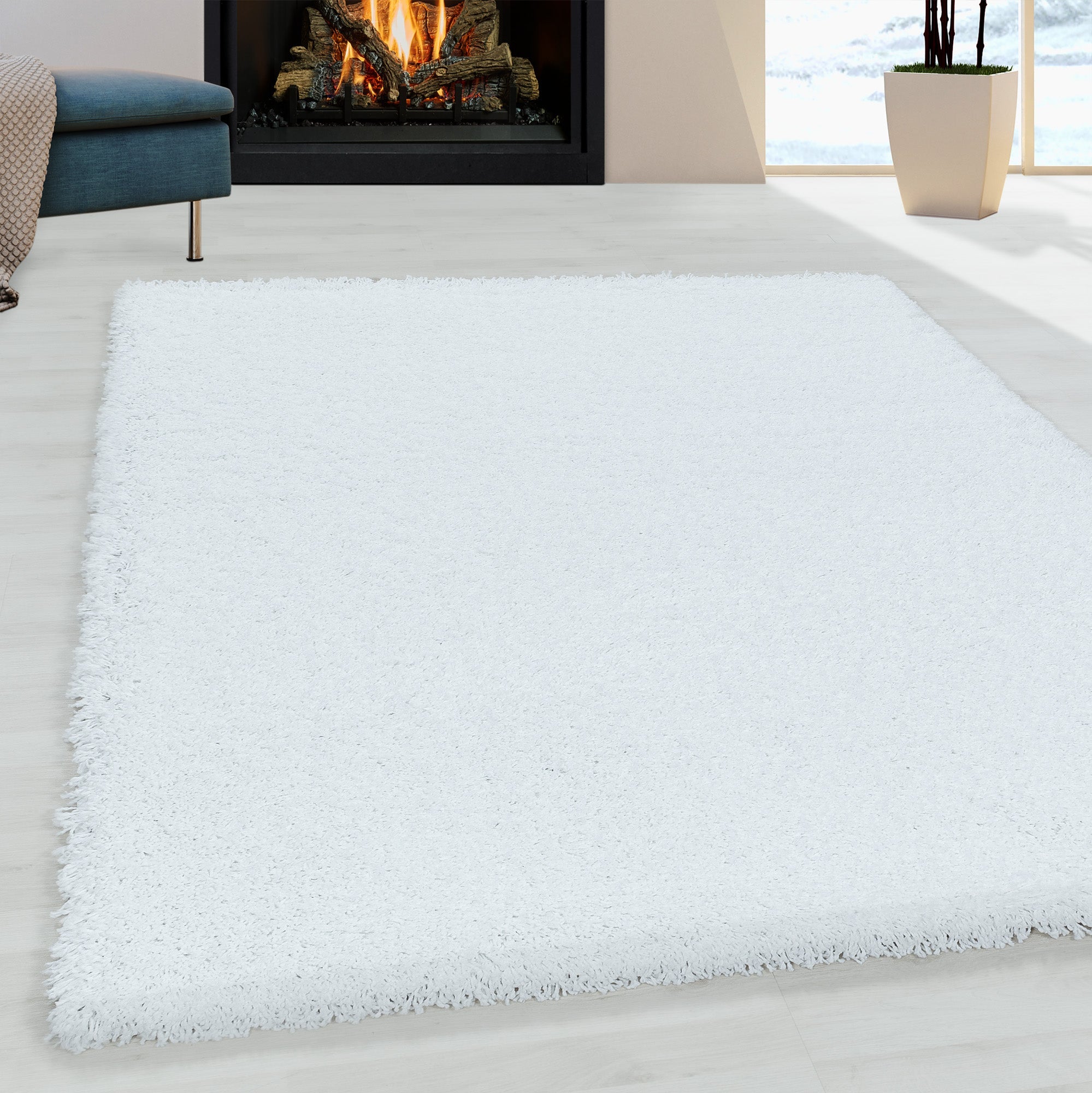 SYDNEY - Tapis shaggy uni à poils longs blanc - SYD3000BLA SYDNEY
