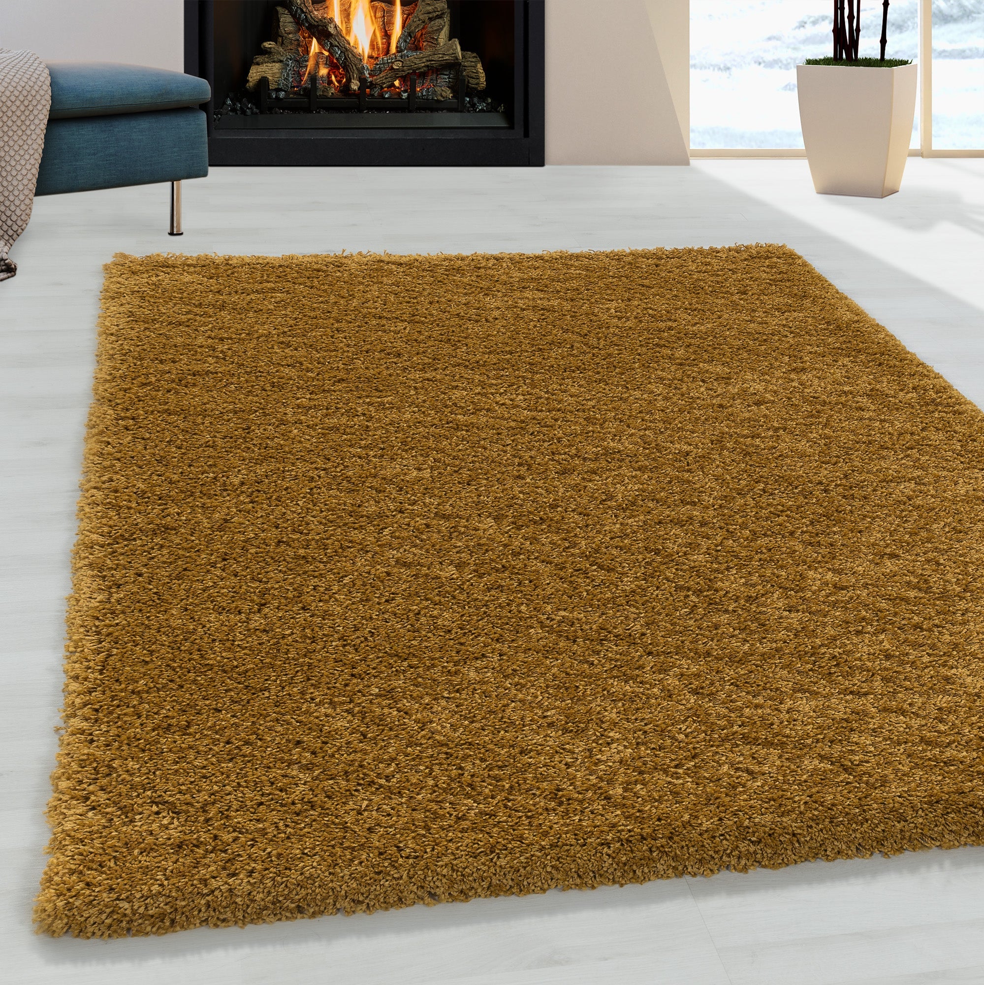 SYDNEY - Tapis shaggy uni à poils longs moutarde - SYD3000DOR SYDNEY
