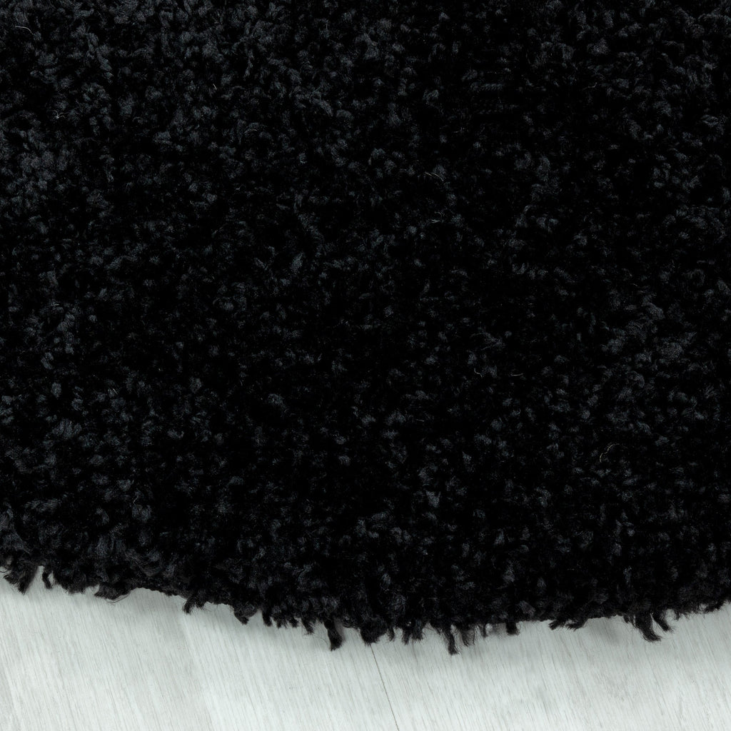 SYDNEY - Tapis shaggy uni rond à poils longs noir - SYD3000NOI SYDNEY